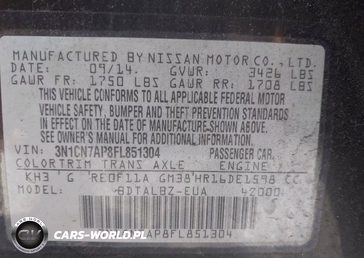 2015 Nissan Versa 1.6 Sv VIN:3N1CN7AP8FL851304 - 9