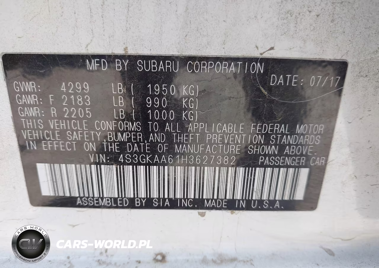 2017 Subaru Impreza 2.0I VIN:4S3GKAA61H3627382 - 9