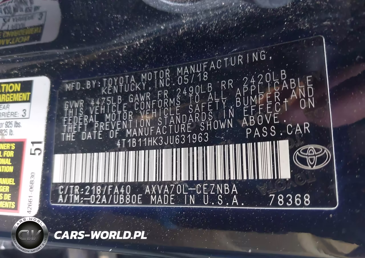 2018 Toyota Camry Le VIN:4T1B11HK3JU631963 - 9
