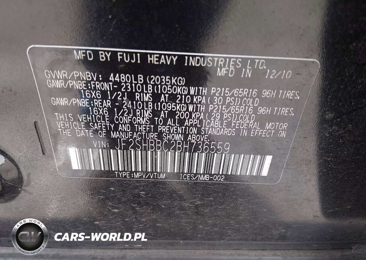 2011 Subaru Forester 2.5X VIN:JF2SHBBC2BH736559 - 9