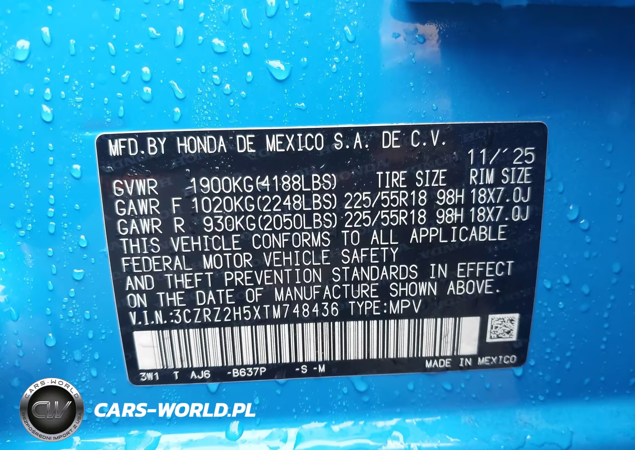 2026 Honda Hr-V Awd Sport VIN:3CZRZ2H5XTM748436 - 9
