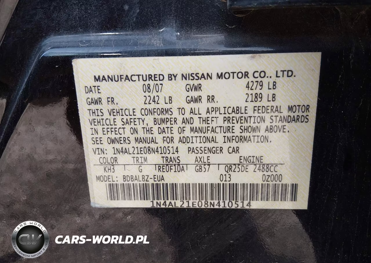 2008 Nissan Altima 2.5 S VIN:1N4AL21E08N410514 - 9