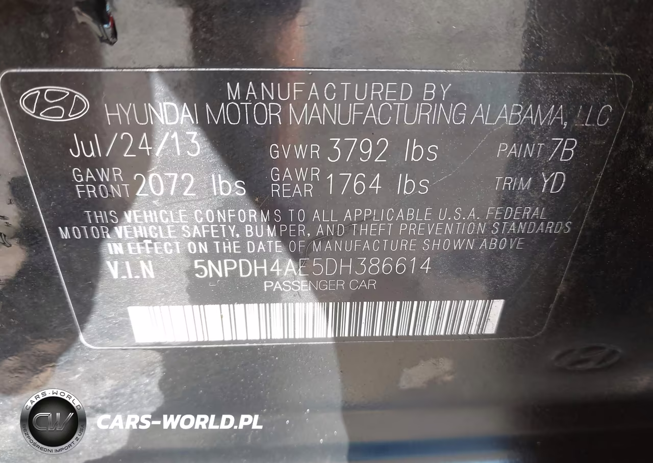 2013 Hyundai Elantra Limited VIN:5NPDH4AE5DH386614 - 9