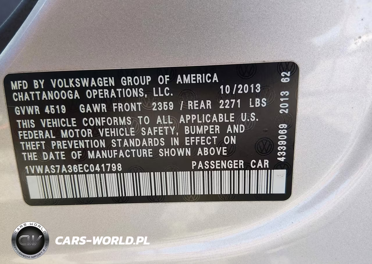 2014 Volkswagen Passat 1.8T Wolfsburg Edition VIN:1VWAS7A36EC041798 - 9