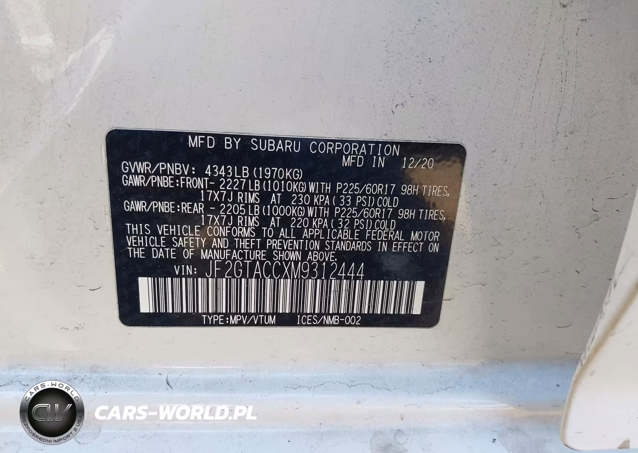 2021 Subaru Crosstrek Premium VIN:JF2GTACCXM9312444 - 9
