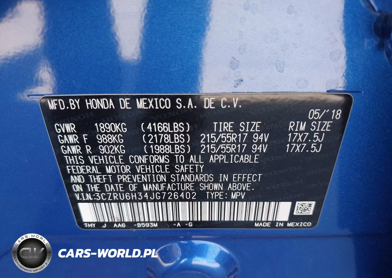2018 Honda Hr-V Lx VIN:3CZRU6H34JG726402 - 9