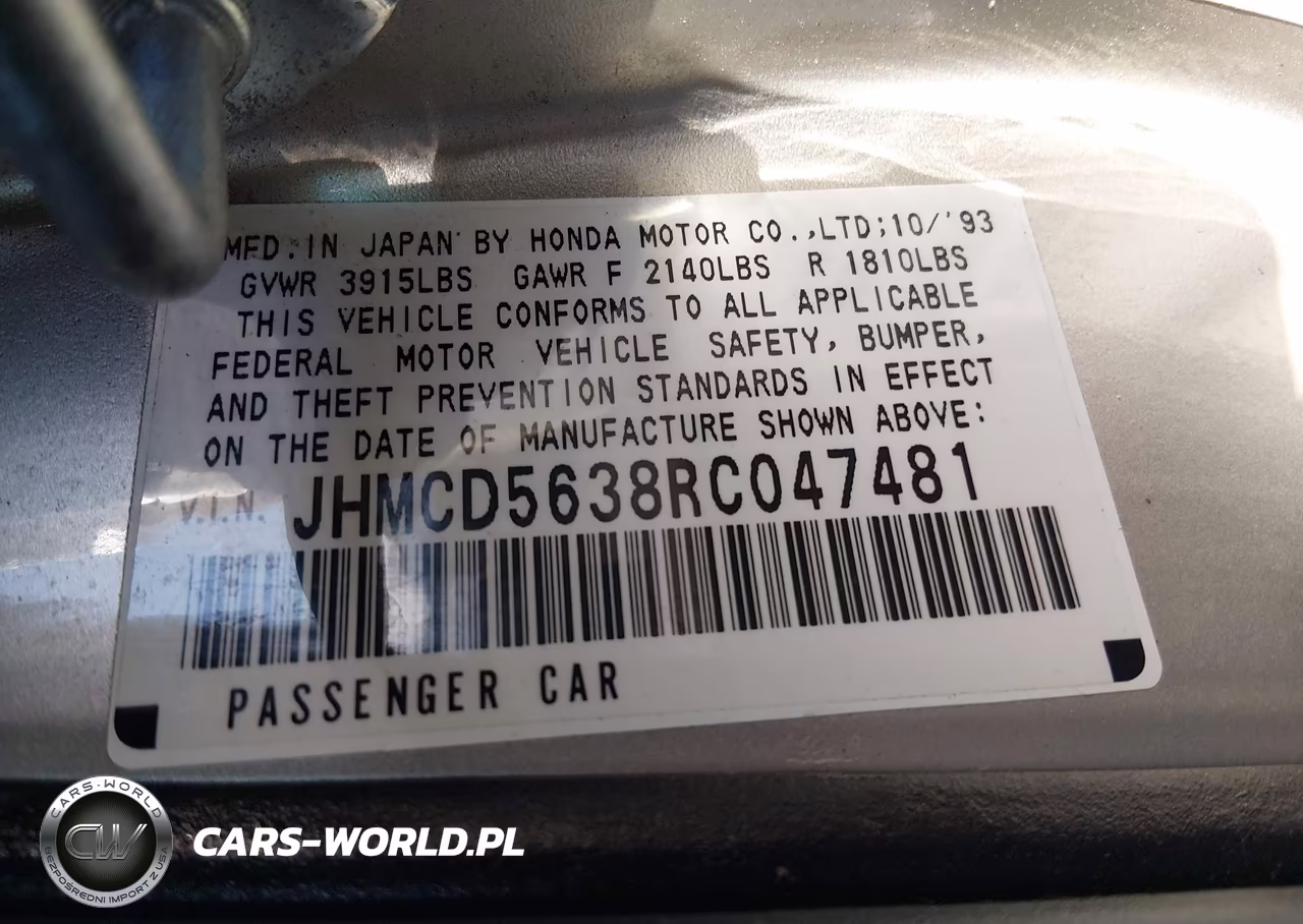 1994 Honda Accord Lx VIN:JHMCD5638RC047481 - 9
