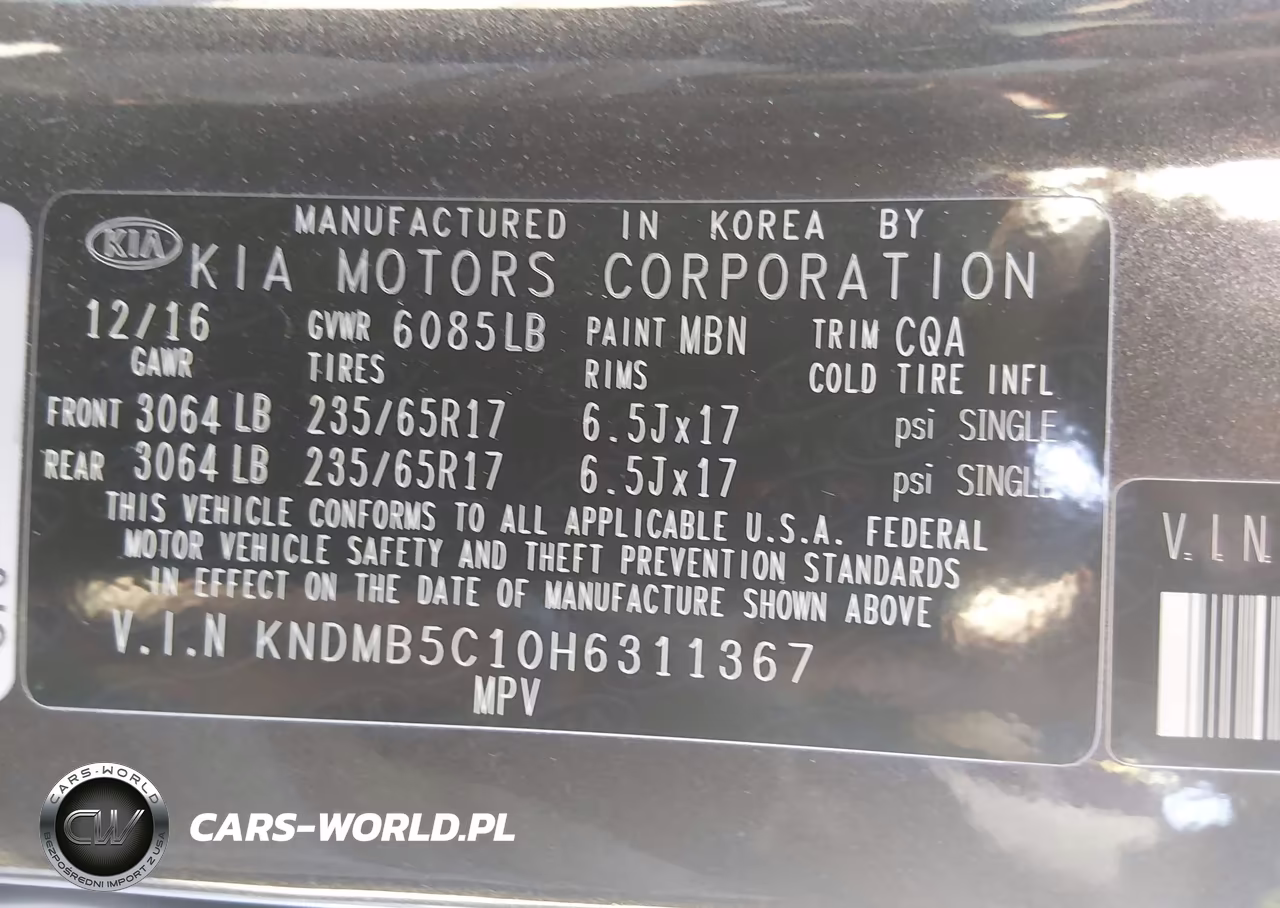 2017 Kia Sedona Lx VIN:KNDMB5C10H6311367 - 9