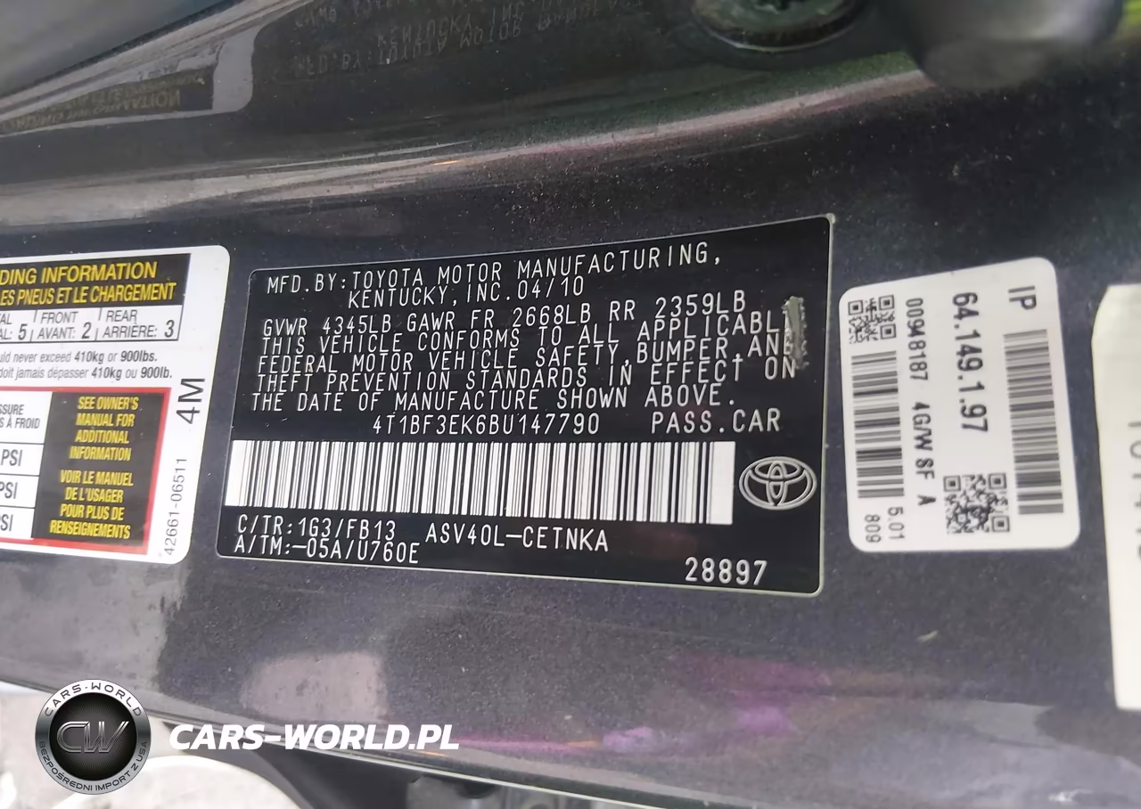 2011 Toyota Camry Le VIN:4T1BF3EK6BU147790 - 9