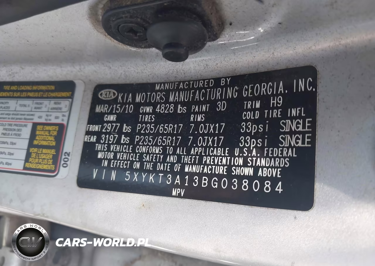 2011 Kia Sorento Lx VIN:5XYKT3A13BG038084 - 9