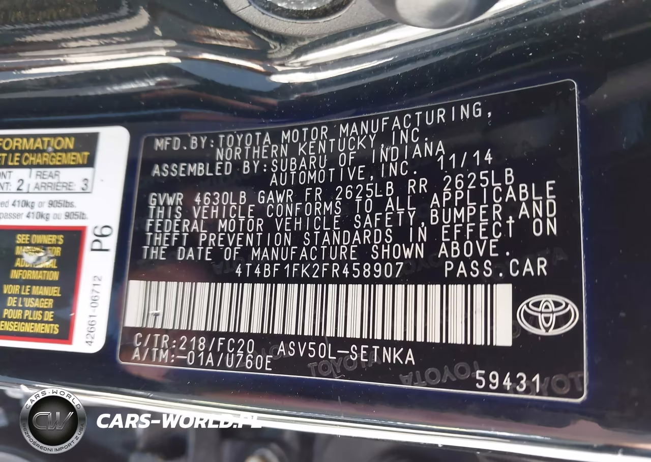 2015 Toyota Camry Le VIN:4T4BF1FK2FR458907 - 9