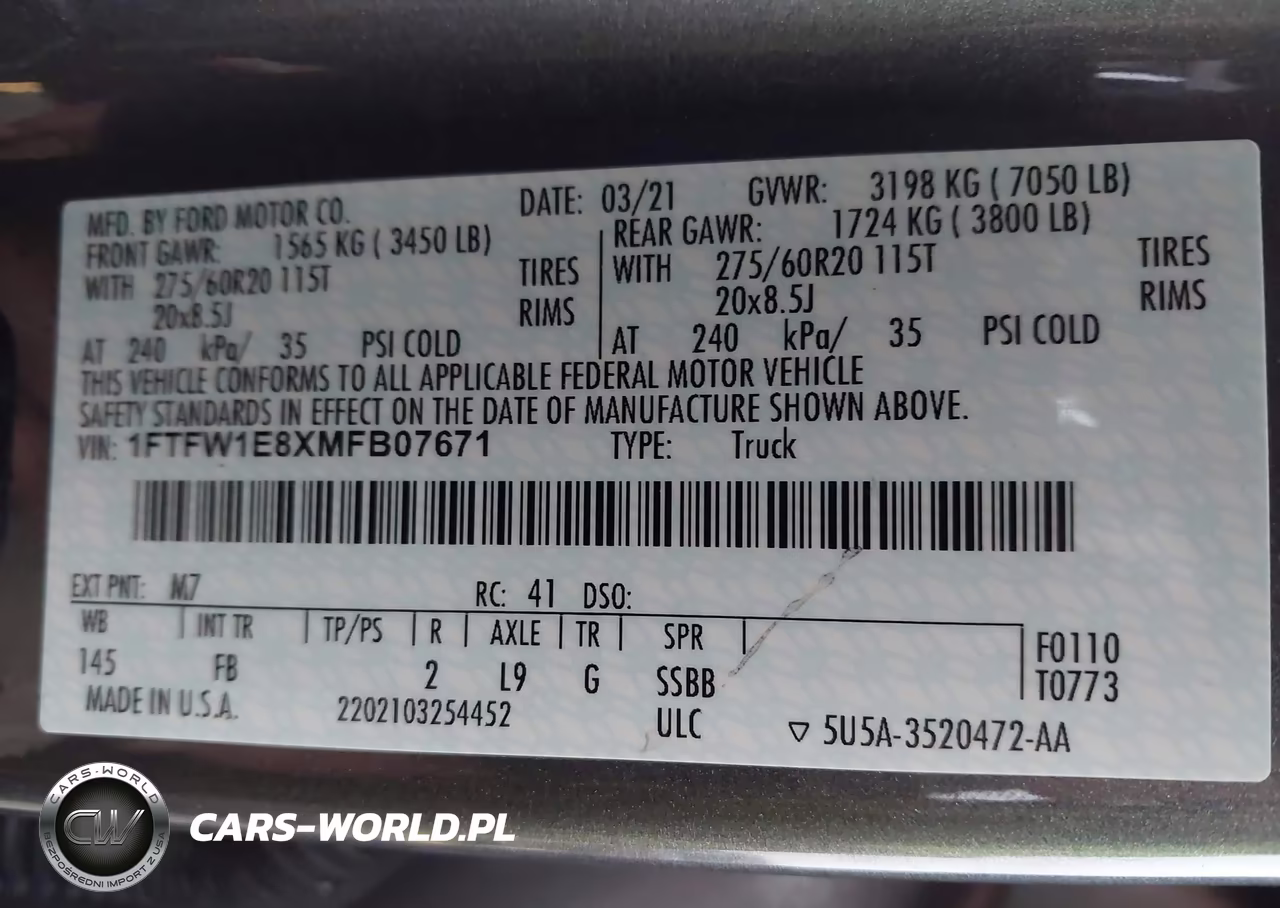 2021 Ford F-150 Xlt VIN:1FTFW1E8XMFB07671 - 9