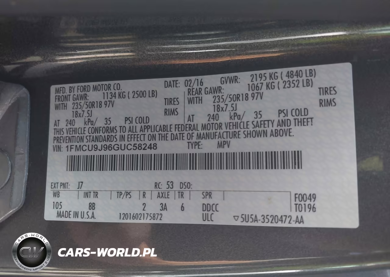 2016 Ford Escape Titanium VIN:1FMCU9J96GUC58248 - 9