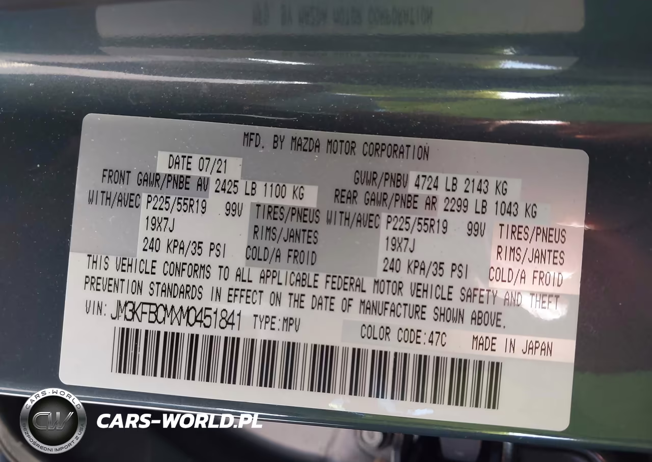 2021 Mazda Cx-5 Carbon Edition VIN:JM3KFBCMXM0451841 - 9