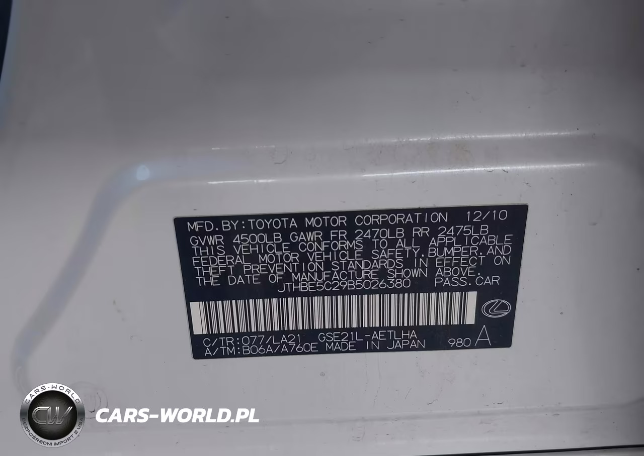 2011 Lexus Is 350 VIN:JTHBE5C29B5026380 - 9