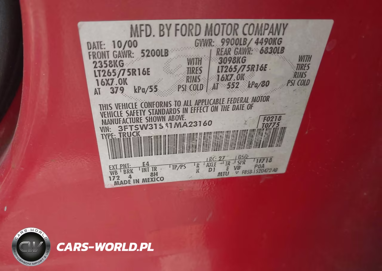 2001 Ford F-350 Lariat-Xl-Xlt VIN:3FTSW31S41MA23160 - 9