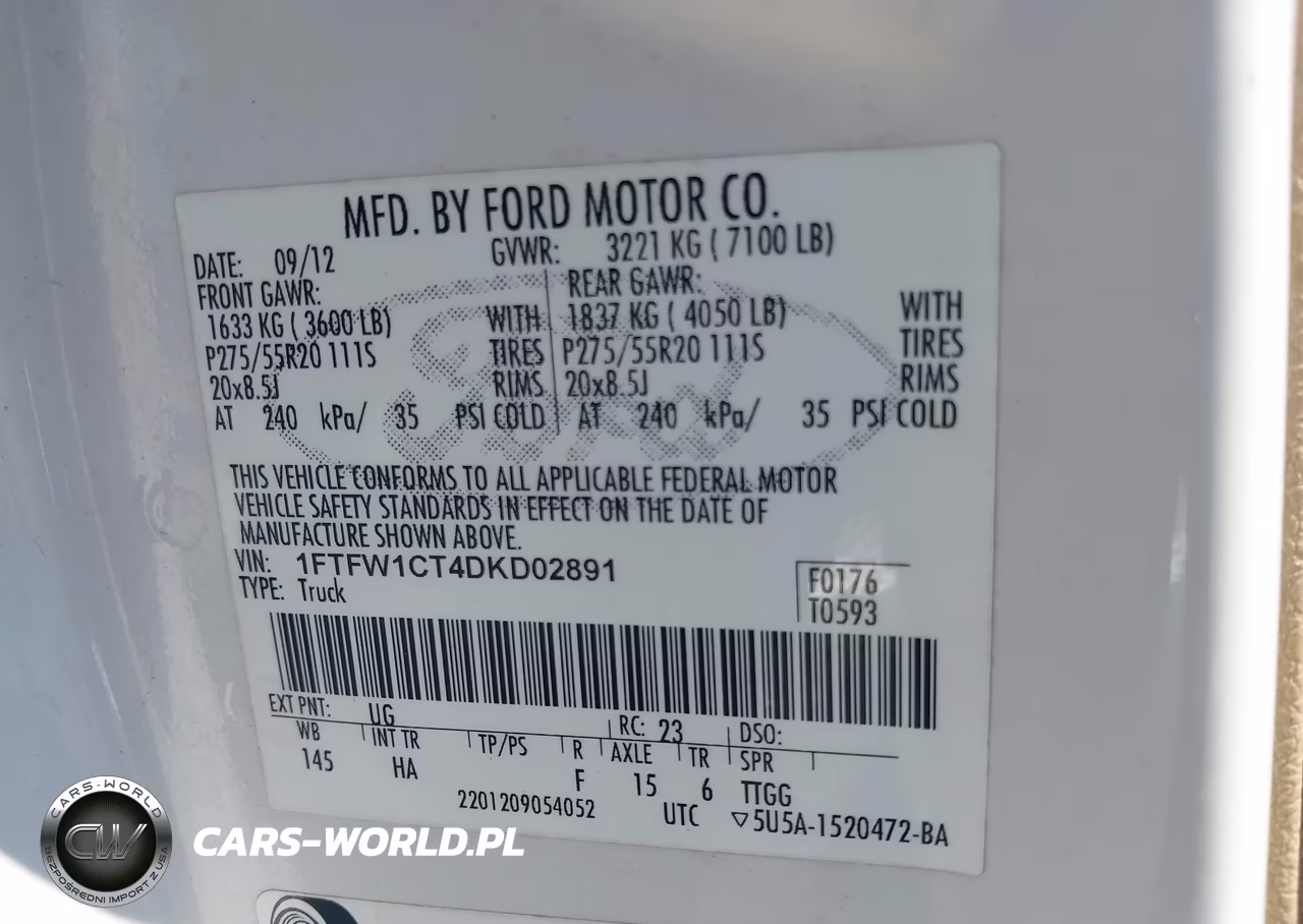 2013 Ford F-150 Lariat VIN:1FTFW1CT4DKD02891 - 9