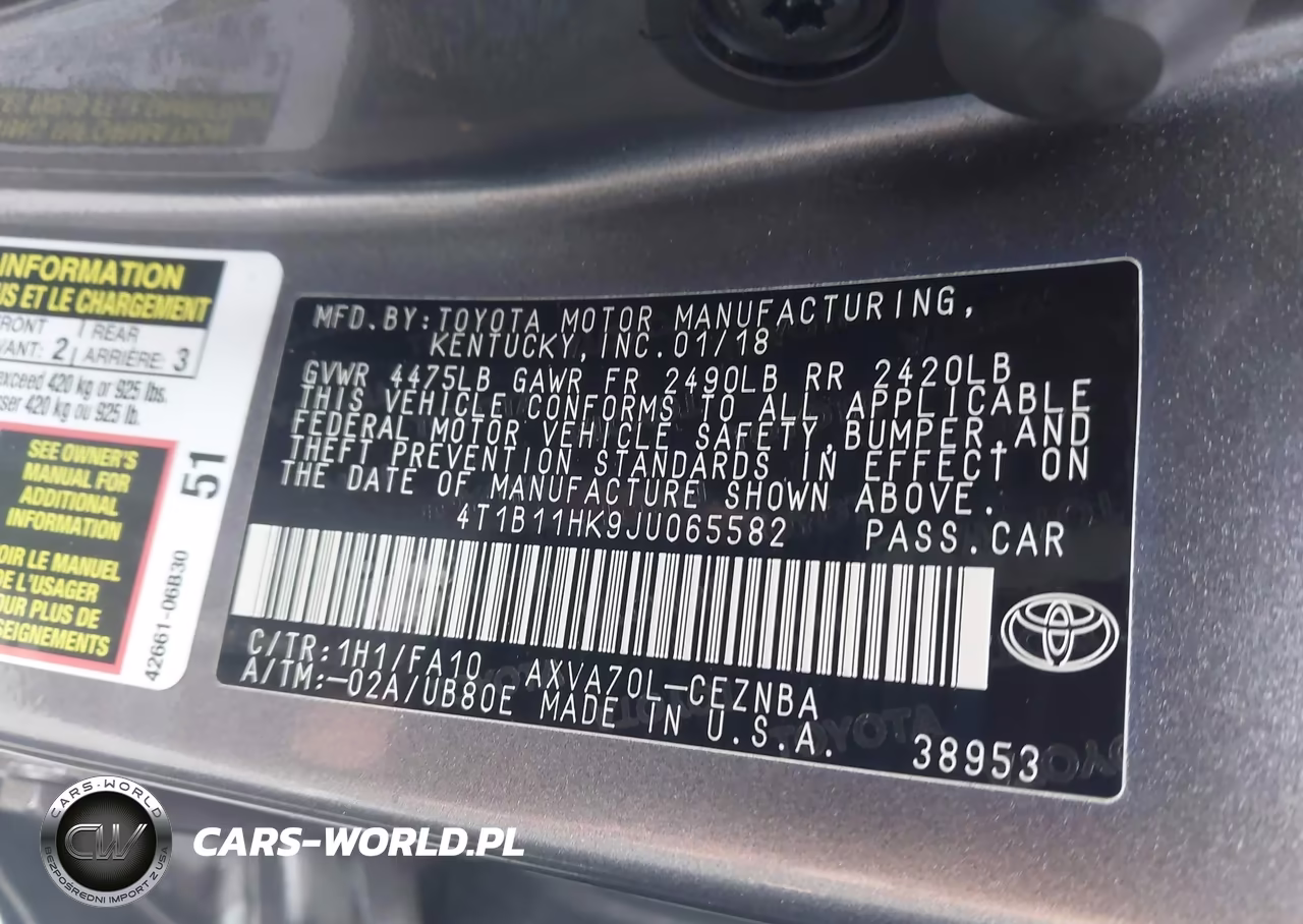 2018 Toyota Camry Le VIN:4T1B11HK9JU065582 - 9