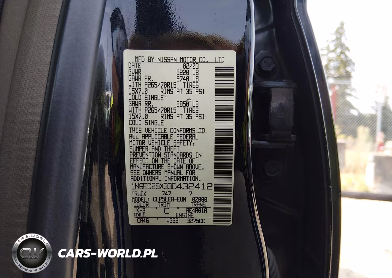 2003 Nissan Frontier Xe-V6 VIN:1N6ED29X33C432412 - 9