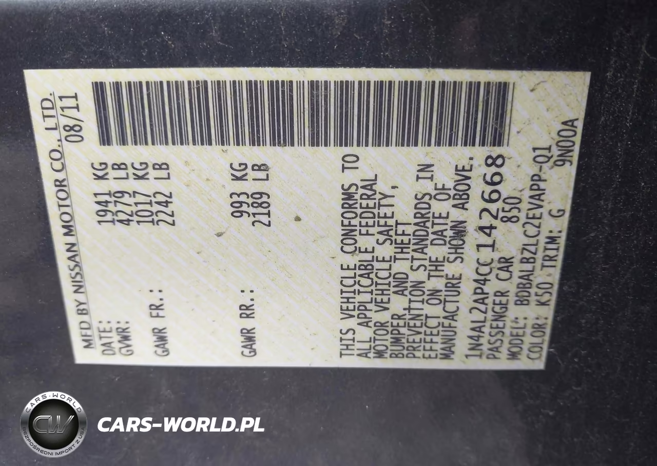 2012 Nissan Altima 2.5 S VIN:1N4AL2AP4CC142668 - 9