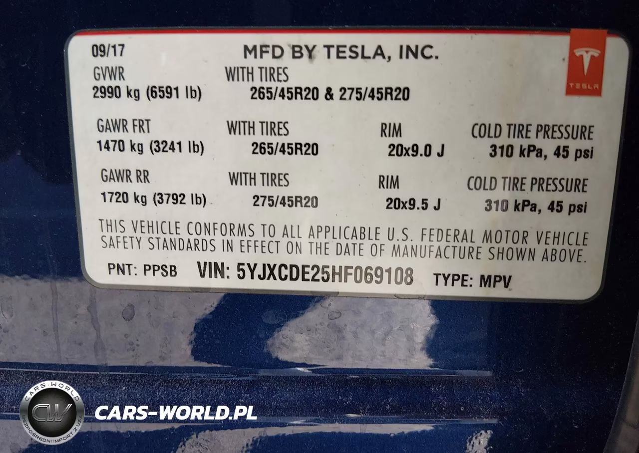 2017 Tesla Model X 100D-75D-90D VIN:5YJXCDE25HF069108 - 9