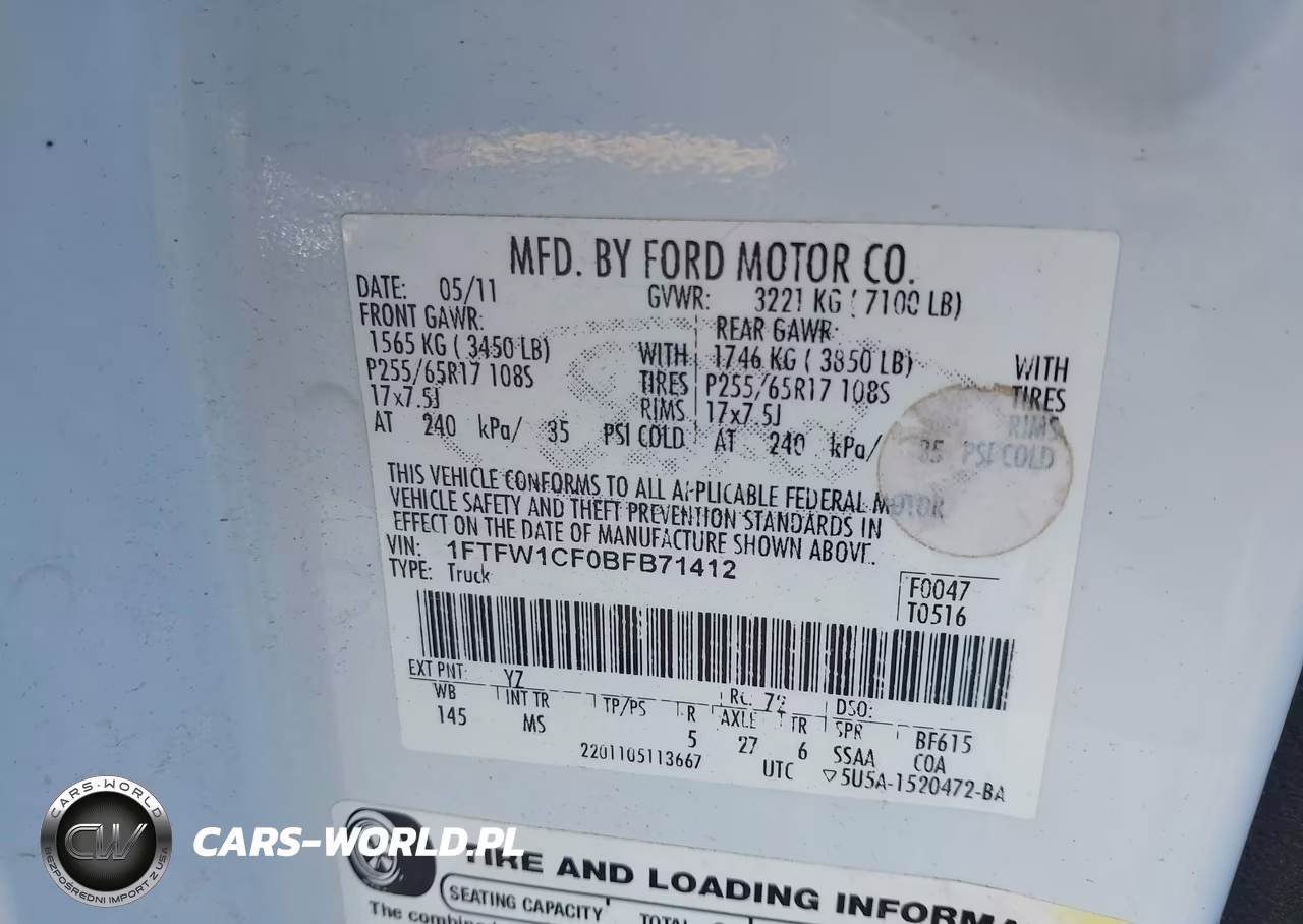 2011 Ford F-150 Xlt VIN:1FTFW1CF0BFB71412 - 9