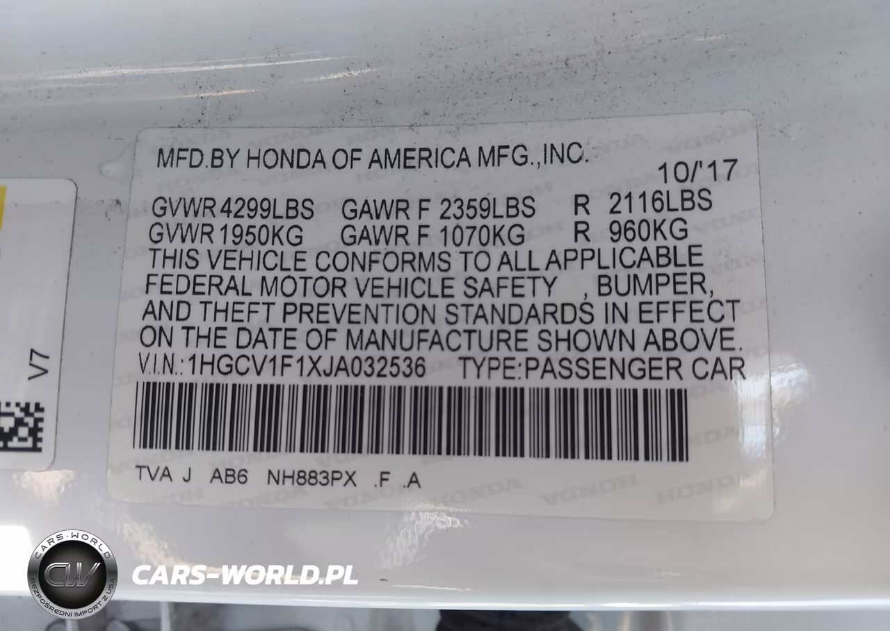 2018 Honda Accord Lx VIN:1HGCV1F1XJA032536 - 9