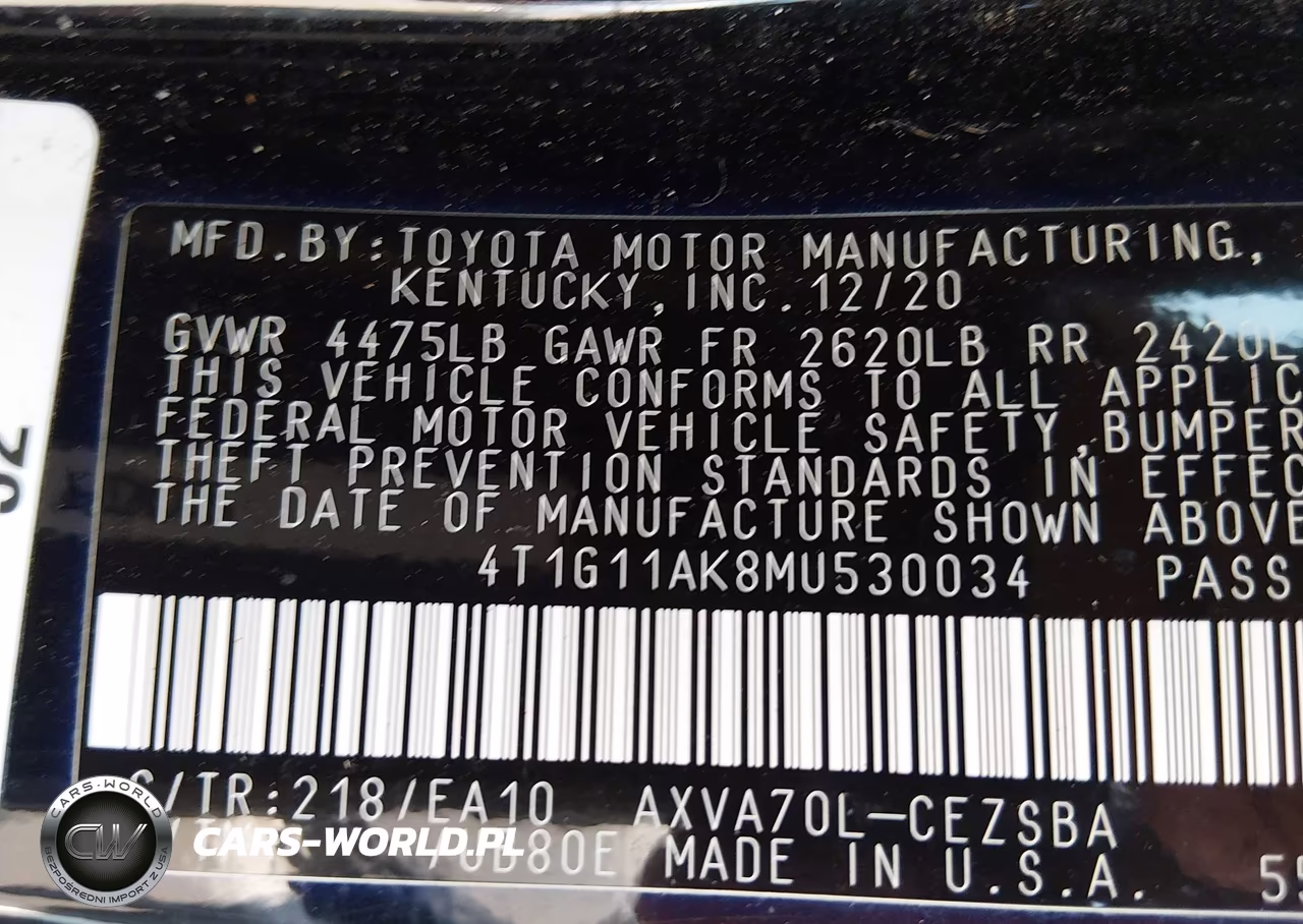 2021 Toyota Camry Se VIN:4T1G11AK8MU530034 - 9