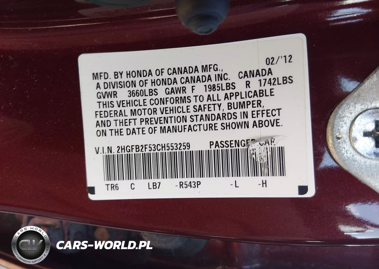 2012 Honda Civic Lx VIN:2HGFB2F53CH553259 - 9