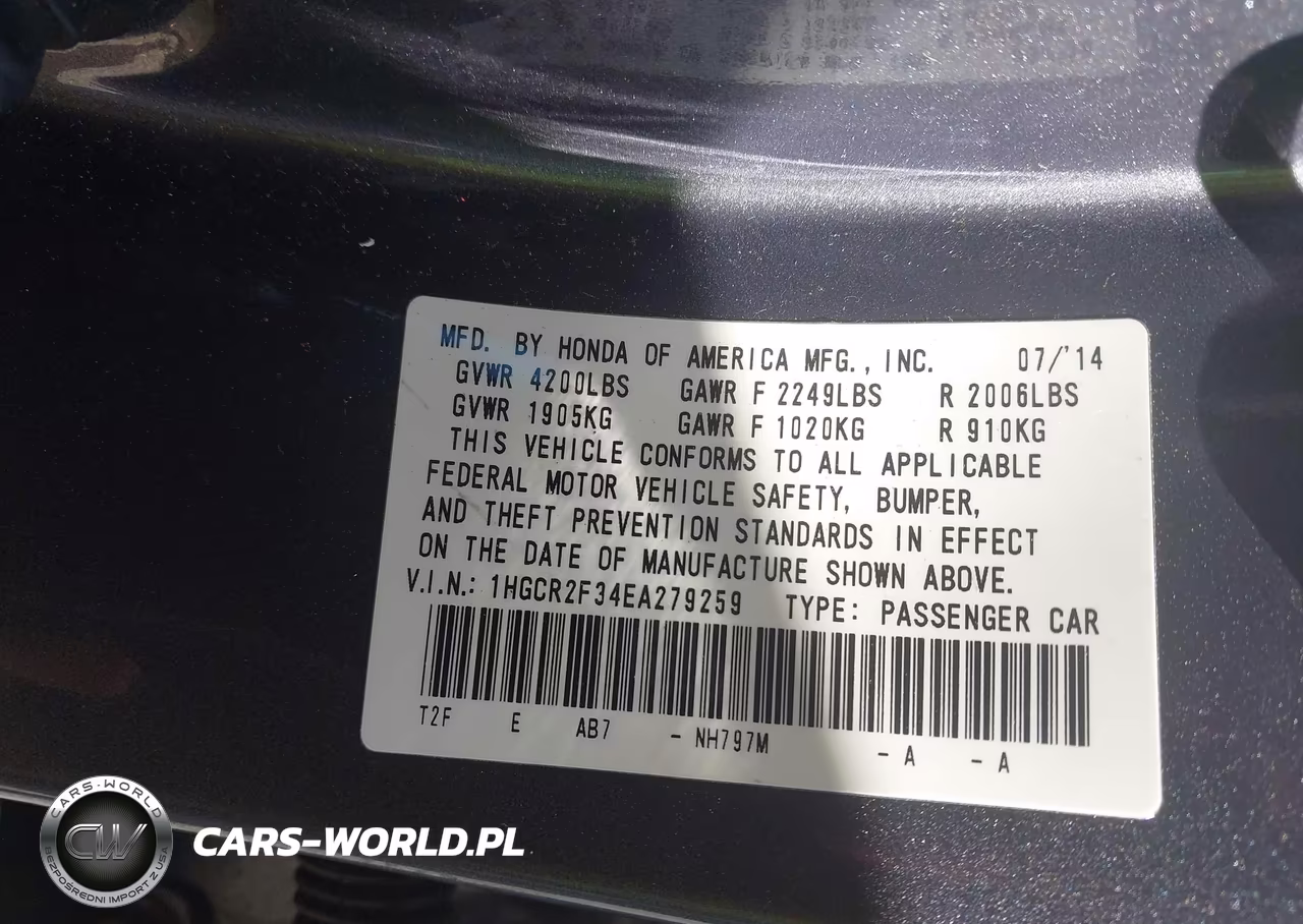 2014 Honda Accord Lx VIN:1HGCR2F34EA279259 - 9