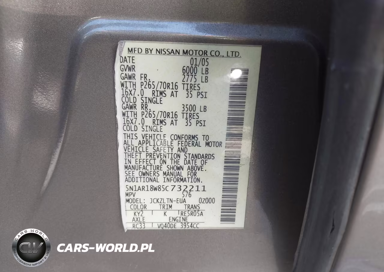 2005 Nissan Pathfinder Se VIN:5N1AR18W85C732211 - 9