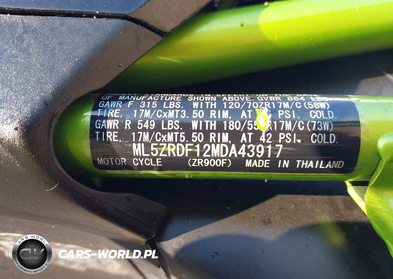 2021 Kawasaki Zr900 F VIN:ML5ZRDF12MDA43917 - 10