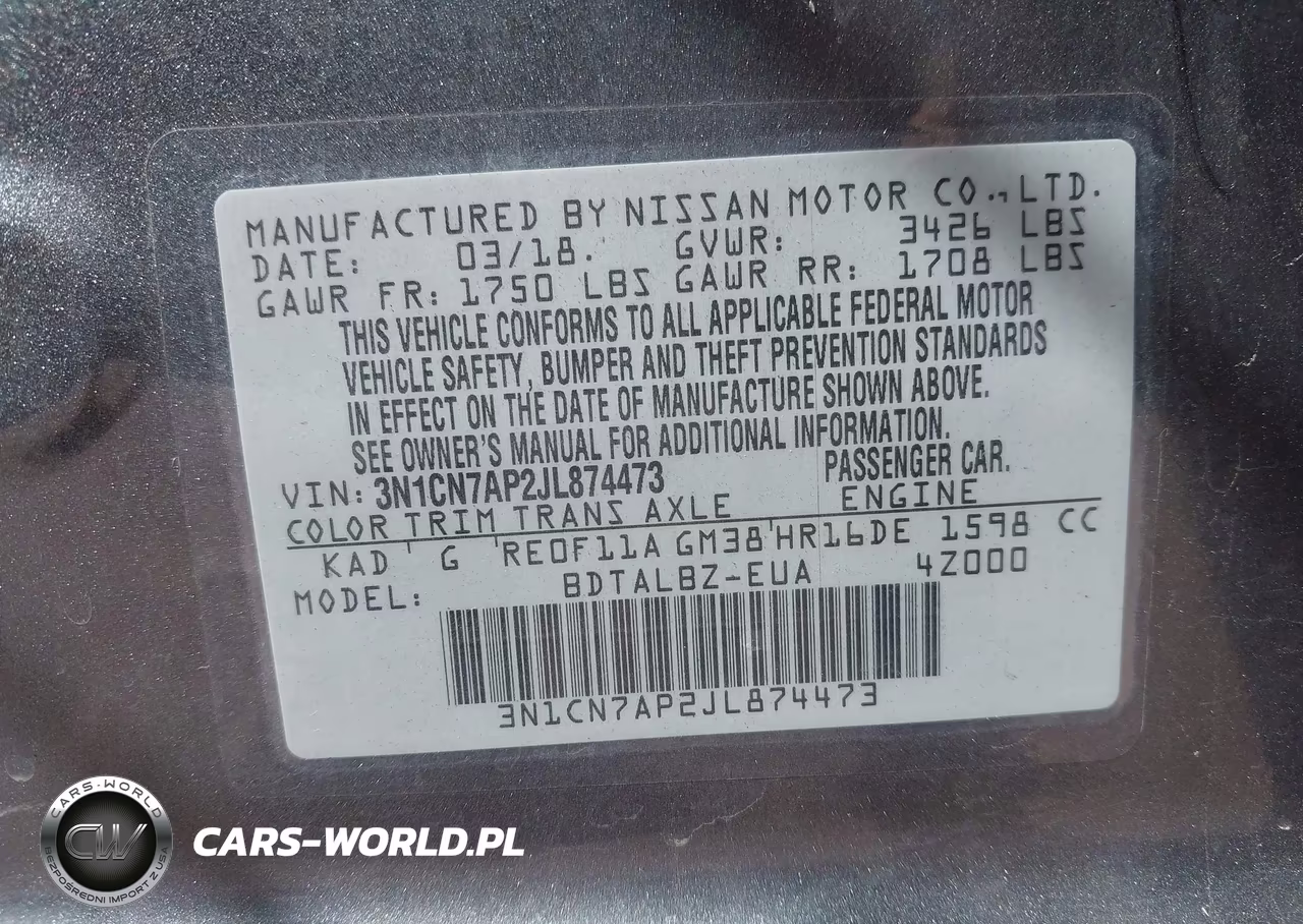 2018 Nissan Versa 1.6 Sv VIN:3N1CN7AP2JL874473 - 9