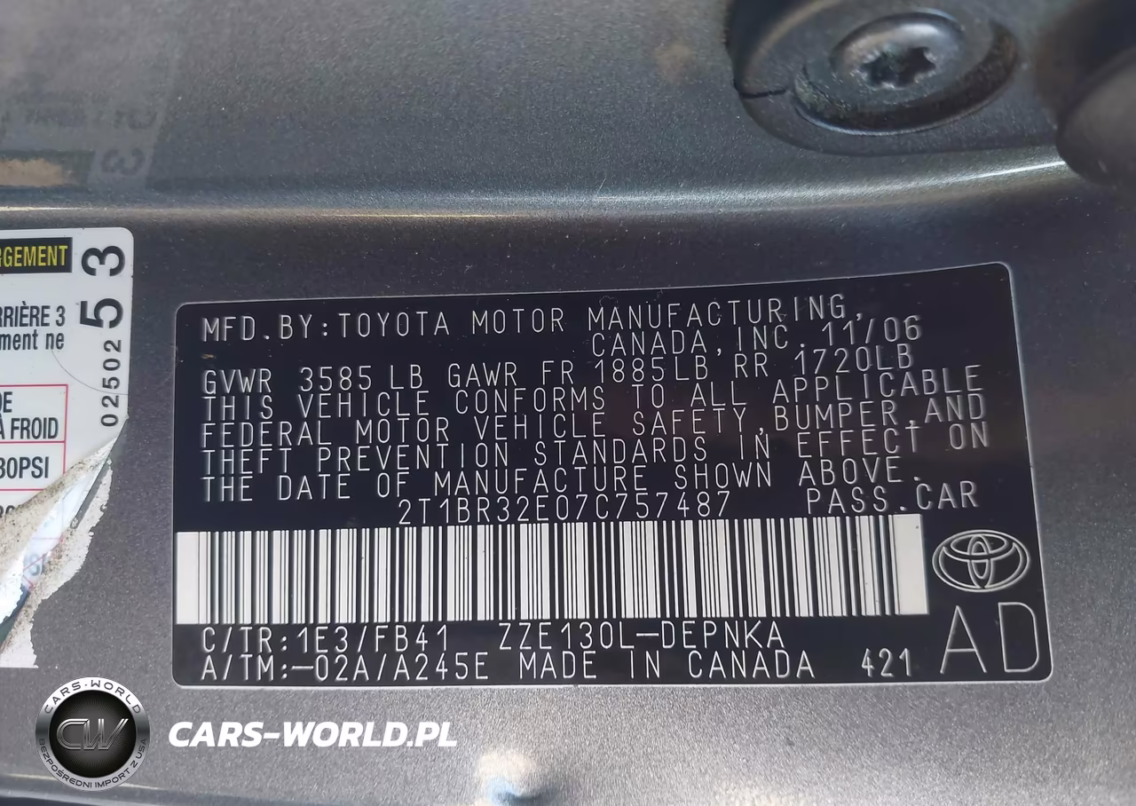 2007 Toyota Corolla Le VIN:2T1BR32E07C757487 - 9