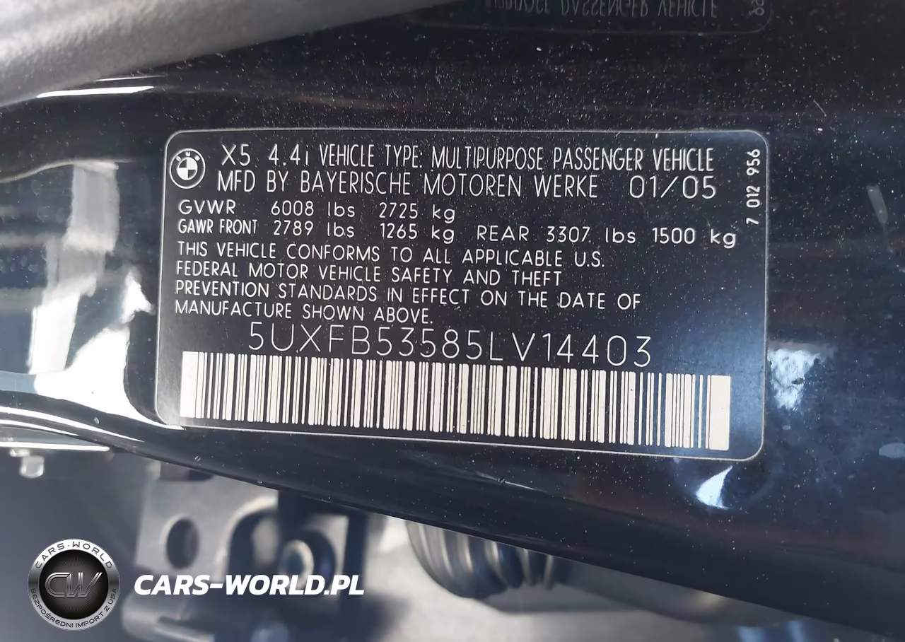 2005 BMW X5 4.4I VIN:5UXFB53585LV14403 - 9