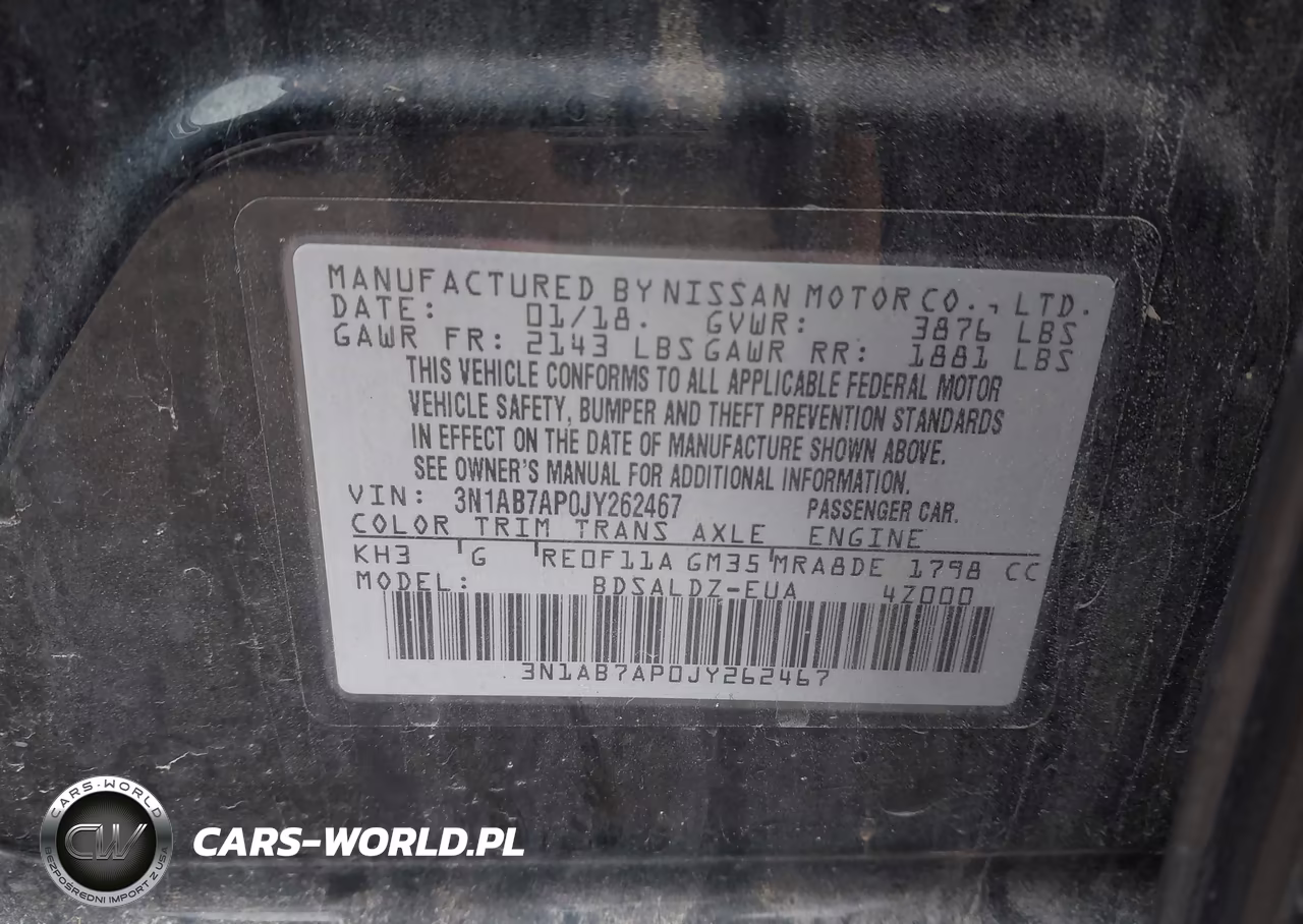 2018 Nissan Sentra Sv VIN:3N1AB7AP0JY262467 - 9