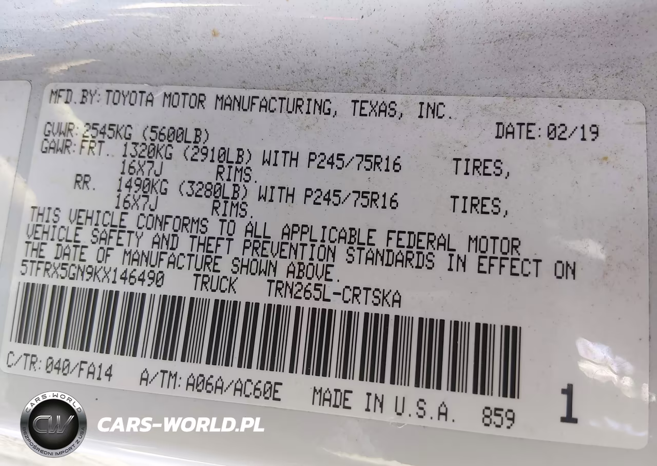 2019 Toyota Tacoma Sr VIN:5TFRX5GN9KX146490 - 9