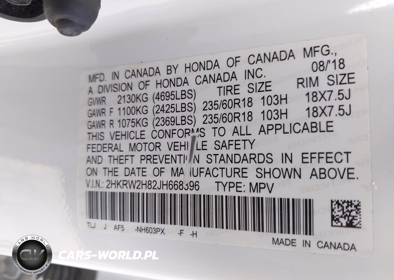 2018 Honda Cr-V Ex-L-Ex-L Navi VIN:2HKRW2H82JH668396 - 9