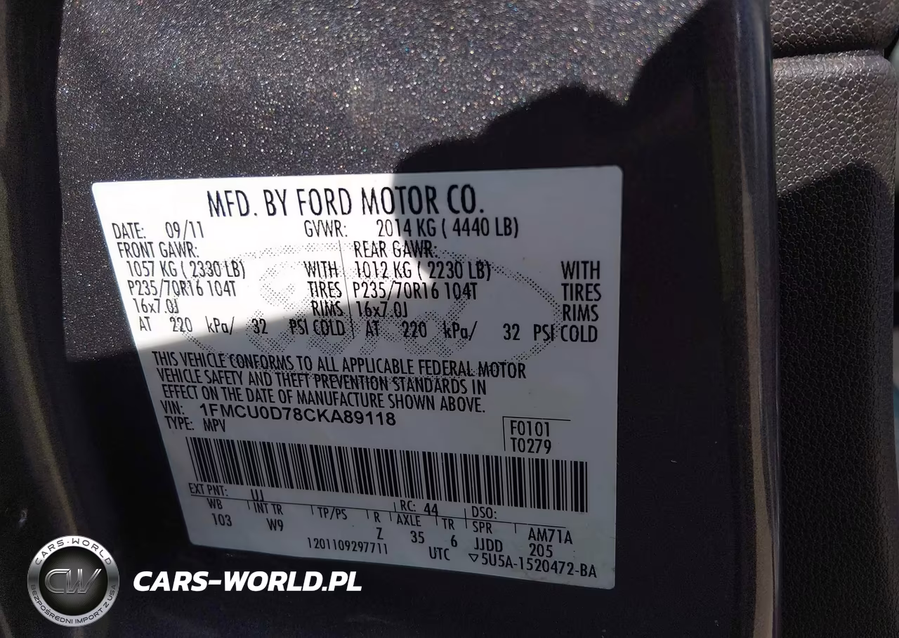 2012 Ford Escape Xlt VIN:1FMCU0D78CKA89118 - 9
