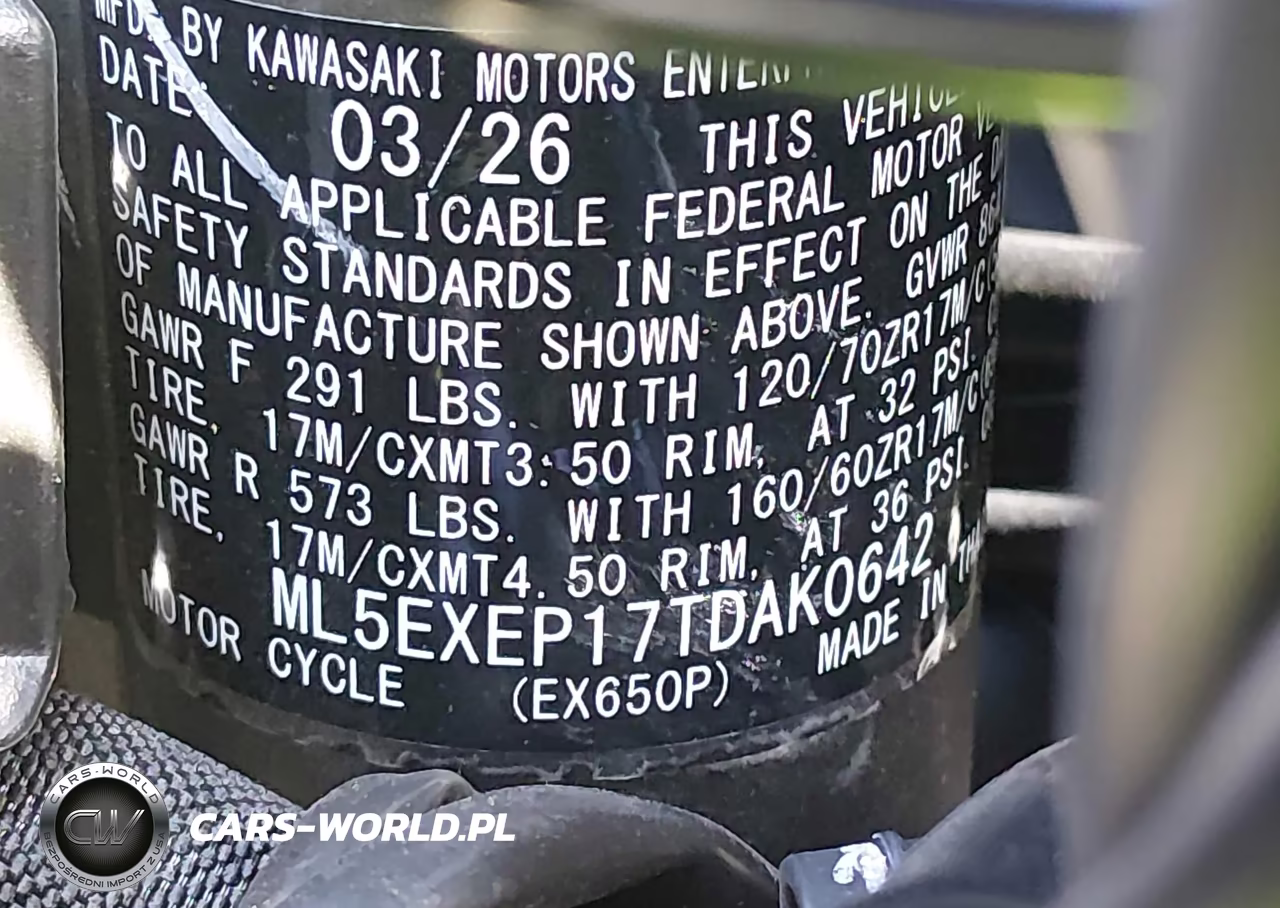 2026 Kawasaki Ex650 P VIN:ML5EXEP17TDAK0642 - 10