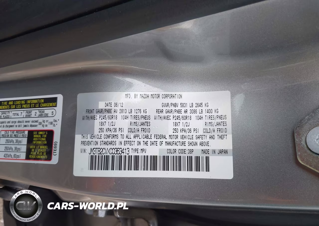 2012 Mazda Cx-9 Touring VIN:JM3TB2CVXC0363413 - 9