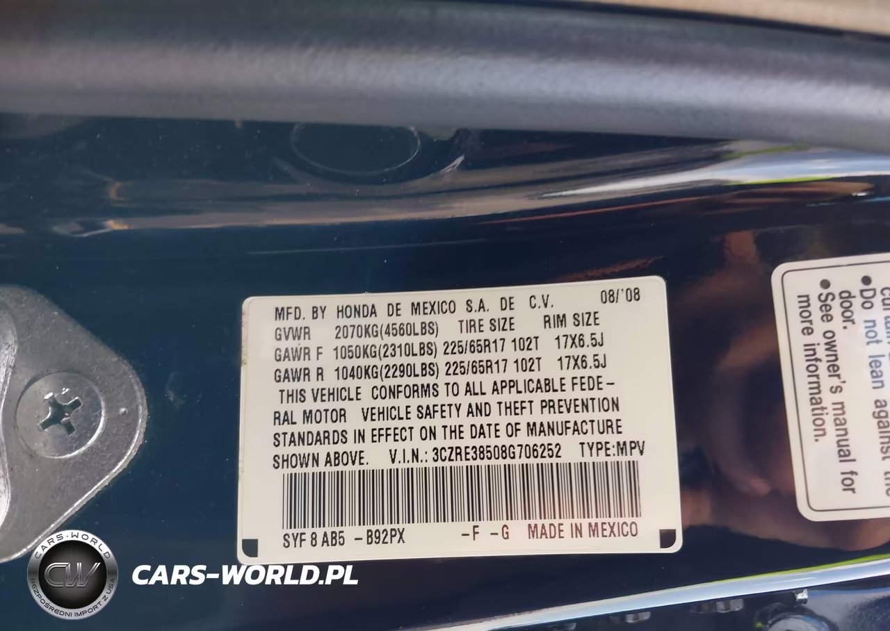2008 Honda Cr-V Ex VIN:3CZRE38508G706252 - 9