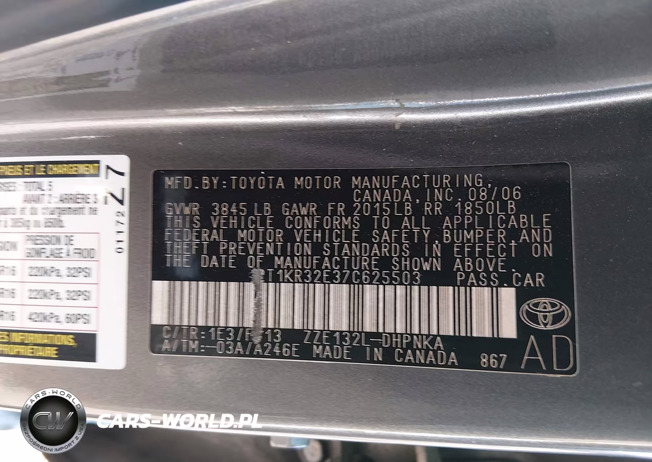 2007 Toyota Matrix Xr VIN:2T1KR32E37C625503 - 9