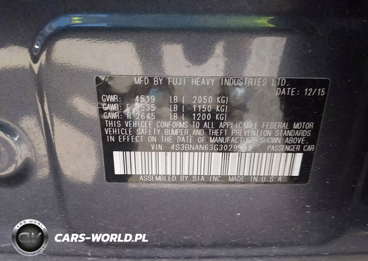 2016 Subaru Legacy 2.5I Limited VIN:4S3BNAN63G3029532 - 9