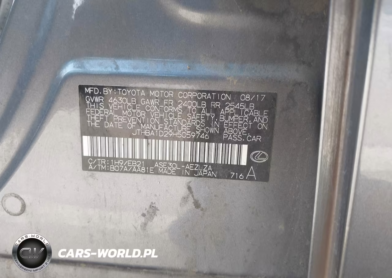 2017 Lexus Is 200T VIN:JTHBA1D29H5059746 - 9