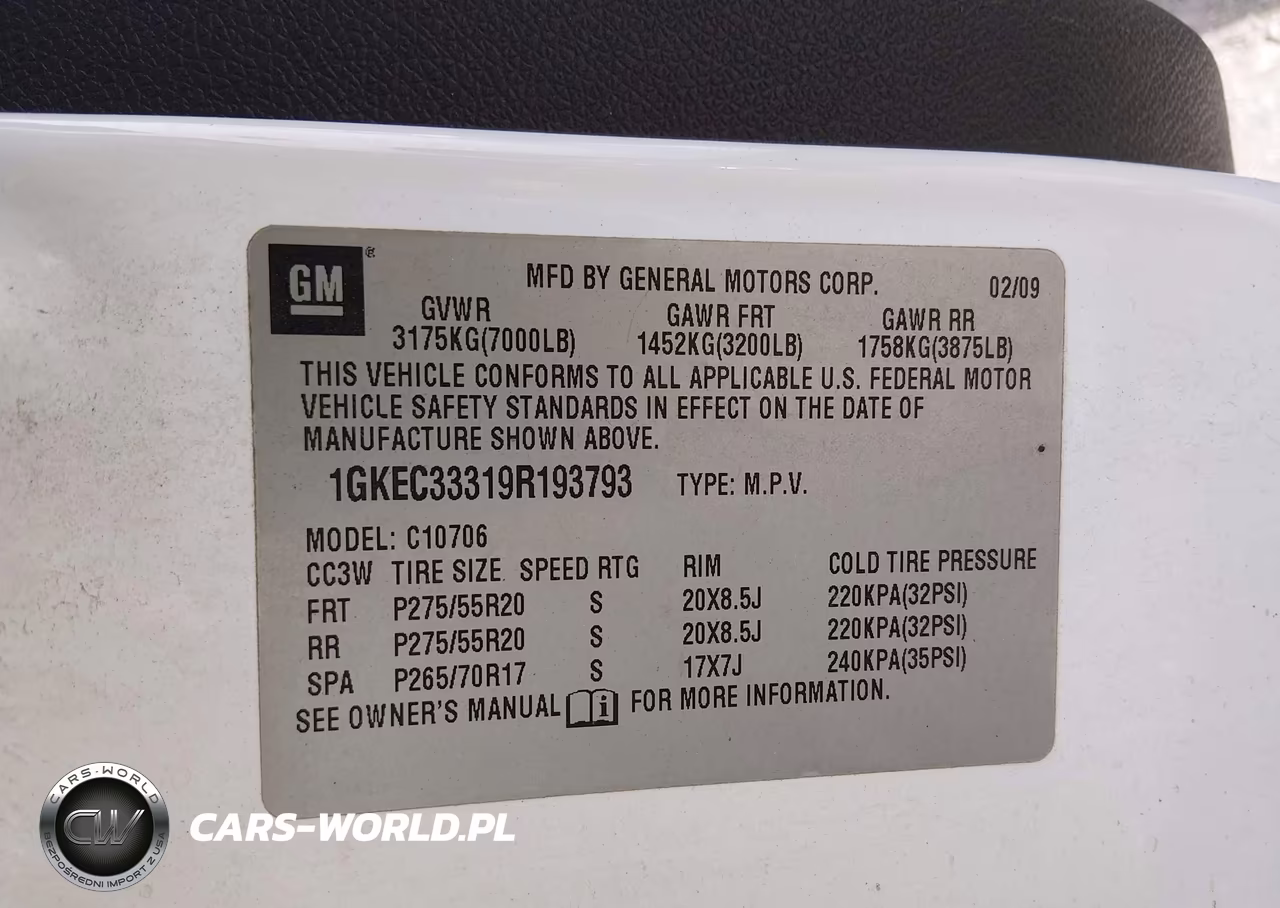 2009 GMC Yukon Slt2 VIN:1GKEC33319R193793 - 9