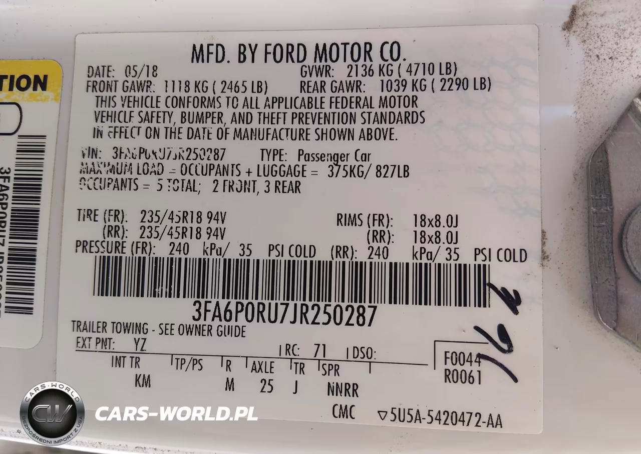 2018 Ford Fusion Hybrid Titanium VIN:3FA6P0RU7JR250287 - 9