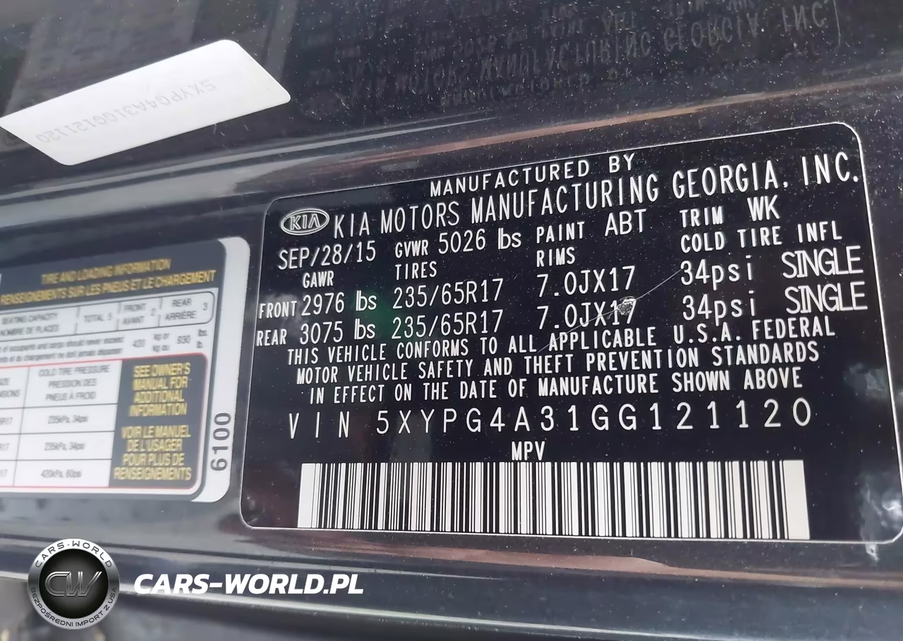 2016 Kia Sorento 2.4L Lx VIN:5XYPG4A31GG121120 - 9