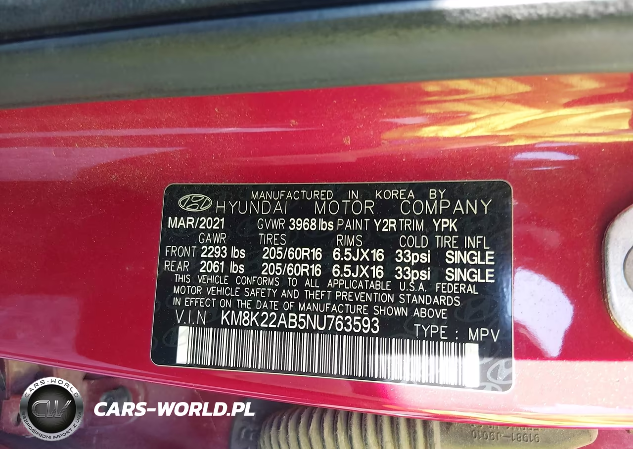 2022 Hyundai Kona Se VIN:KM8K22AB5NU763593 - 9