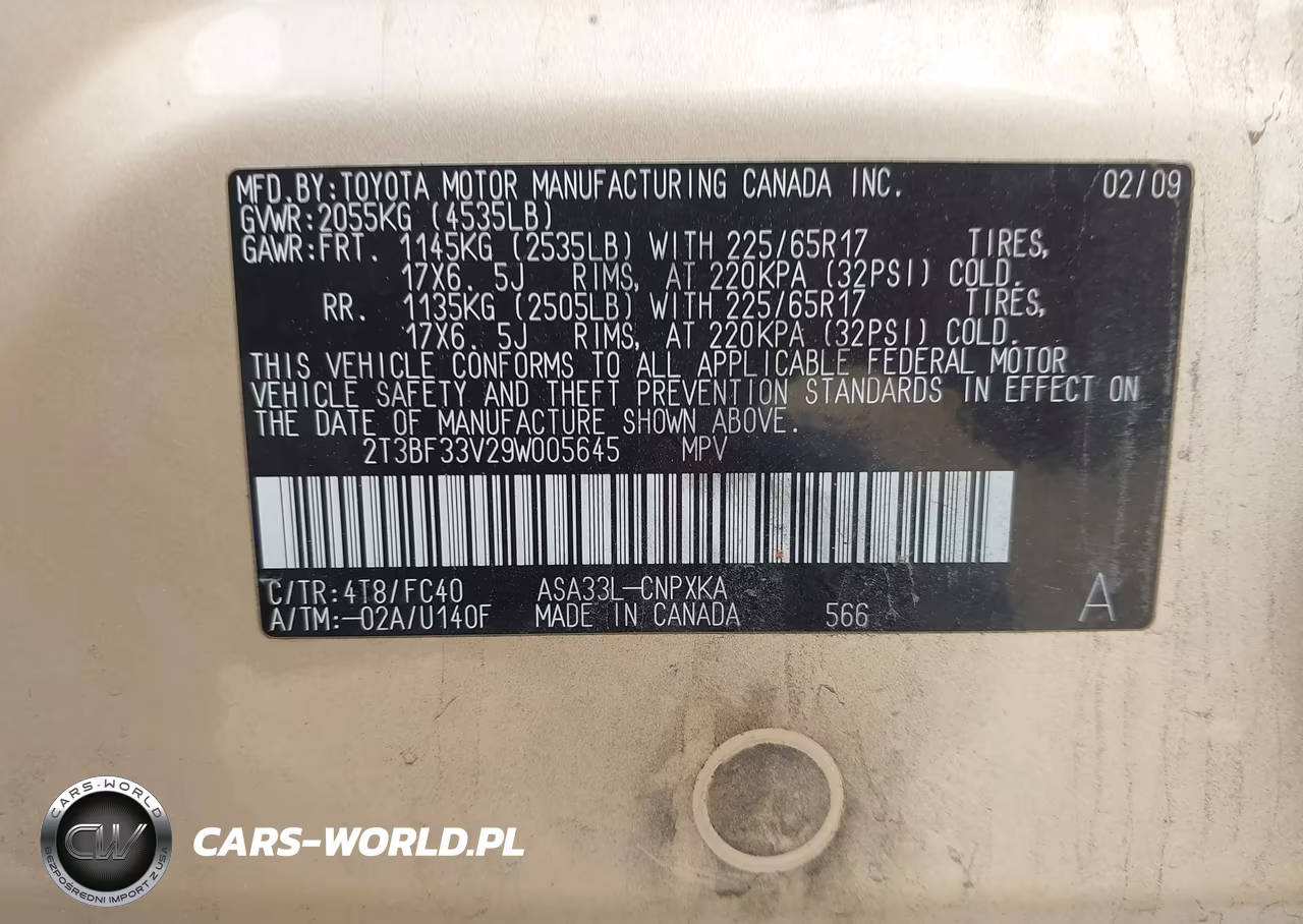 2009 Toyota Rav4 VIN:2T3BF33V29W005645 - 9